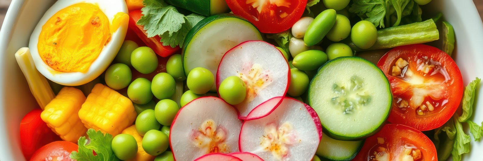 Fresh vegetable salad with vibrant colors and healthy ingredients prepared for a summer meal